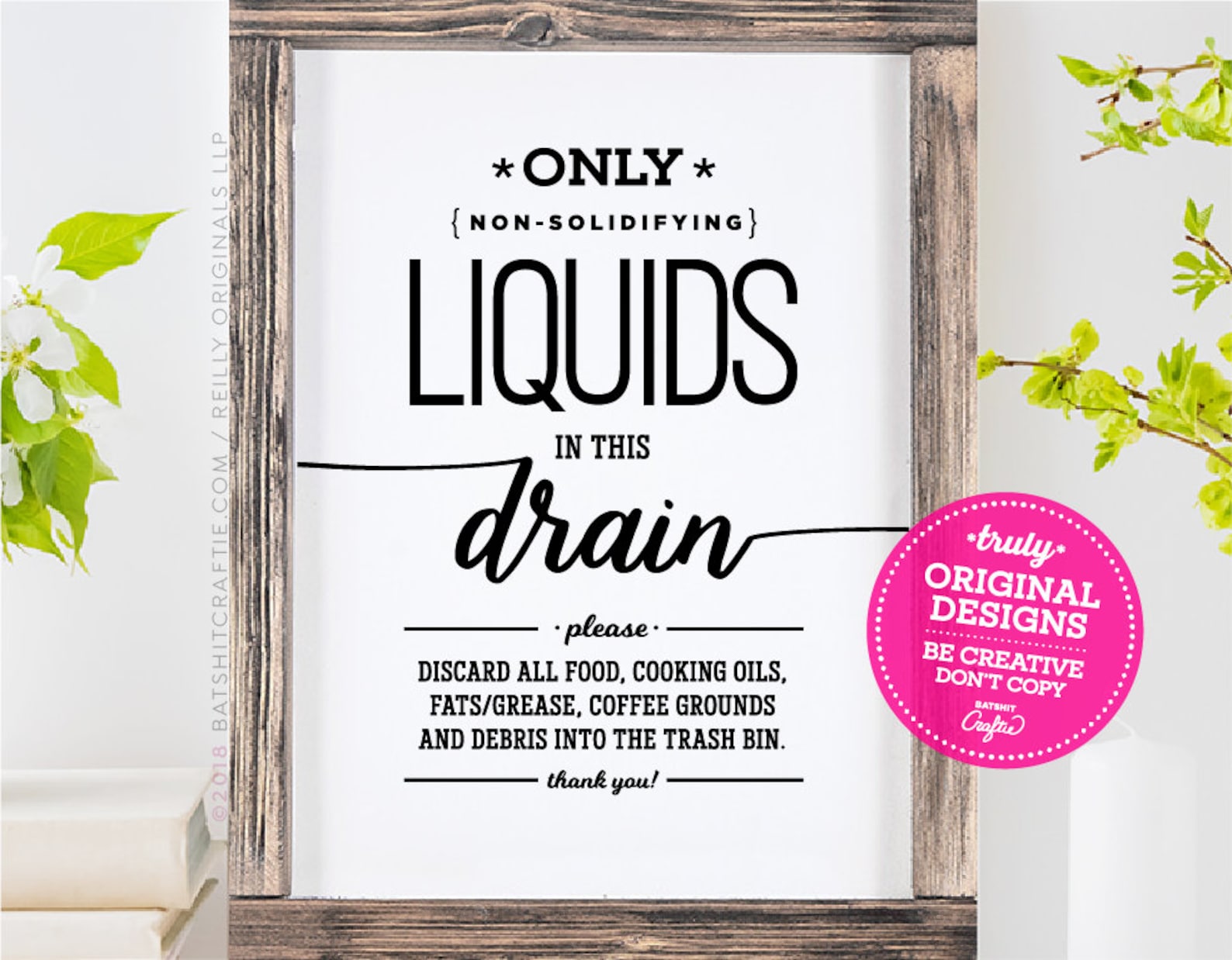 Septic System PRINTABLE Kitchen Sign Liquids Only No Food Grease Coffee ...
