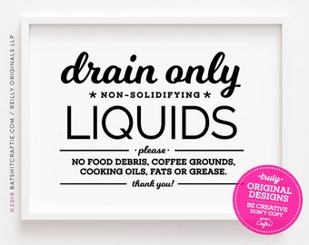 Septic System PRINTABLE Kitchen Sign Liquids Only No Food | Etsy