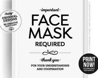 Face Mask Required PRINTABLE SIGN Office Workplace | Etsy