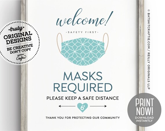 Mask Required PRINTABLE Sign Please Keep Safe Distance of 6 | Etsy