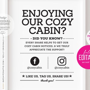 5x7&quot; Tag us Social Media! Fully Editable Template ~ More sizes in shop! ~ Print instantly ~ Change fonts, colors, words. Create one design.