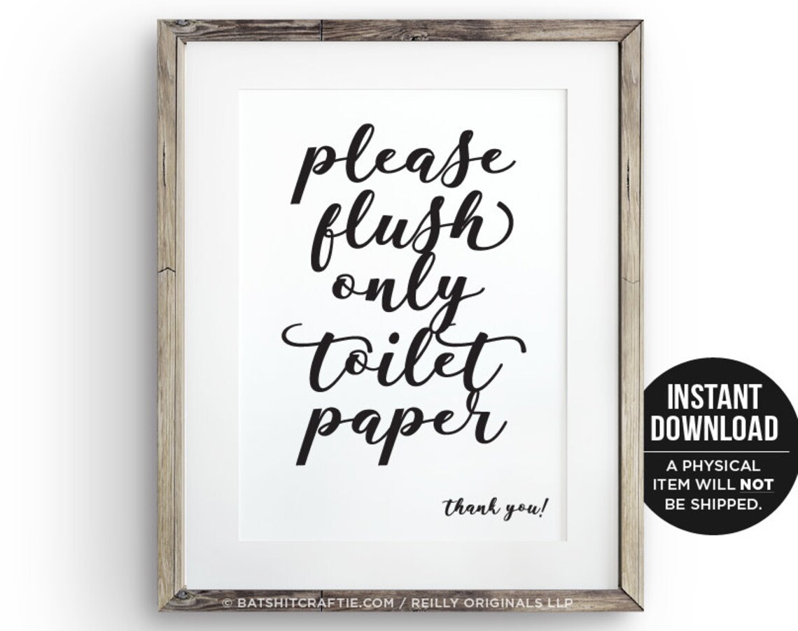 PRINTABLE Please Flush Only Toilet Paper Bathroom Sign Do Not - Etsy UK