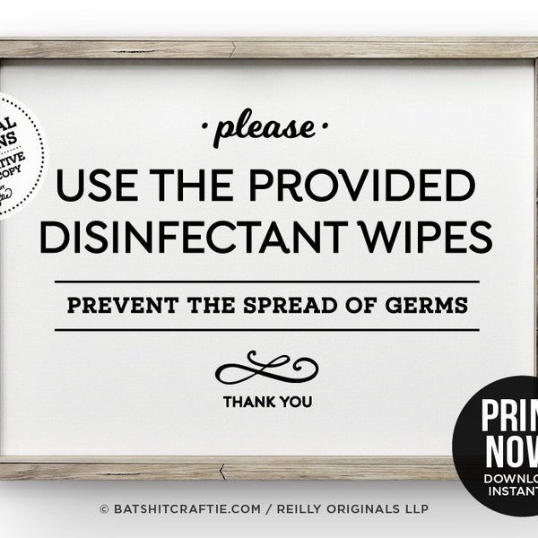 Please use disinfectant PRINTABLE sign home office workplace restaurant bathrooms hotel compliance cute health wellness wash hands sanitizer