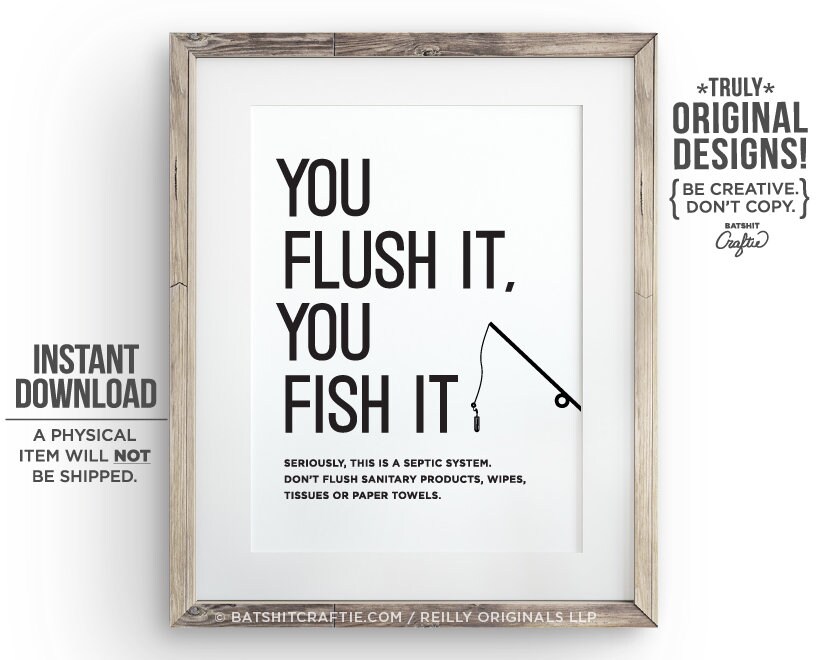 Handle Rules Hold Down to Fully Flush Printable Bathroom Sign Instantly download and print