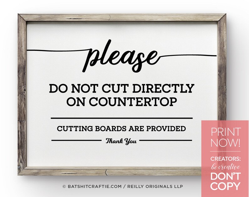 Use Cutting Board Do Not Cut Directly on Countertop Printable - Etsy