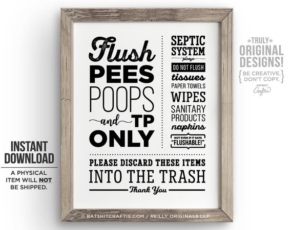 Septic System Sign PRINTABLE Bathroom Sensitive Plumbing Flush | Etsy