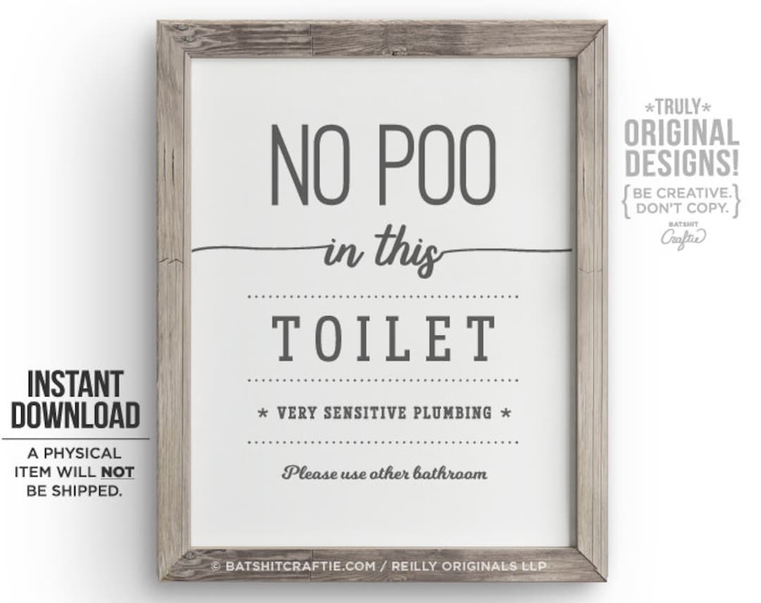 PRINTABLE Do Not Flush Poo Bathroom Sign Poop Septic System Sensitive