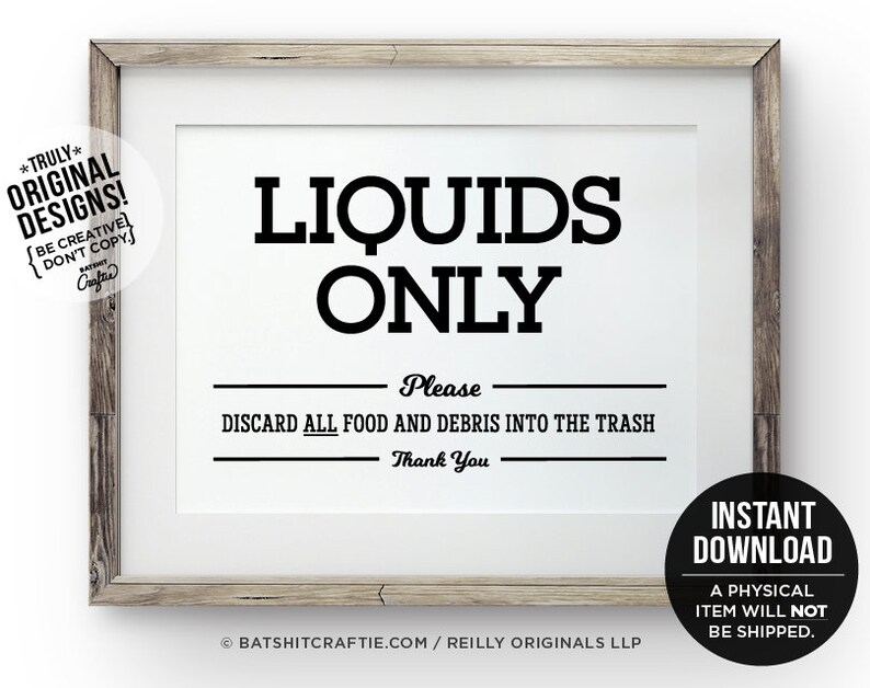 Septic System PRINTABLE Kitchen Sign Liquids Only No Food | Etsy