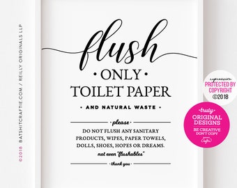 Flush Only Toilet Paper & Natural Waste Instant Printable - Etsy