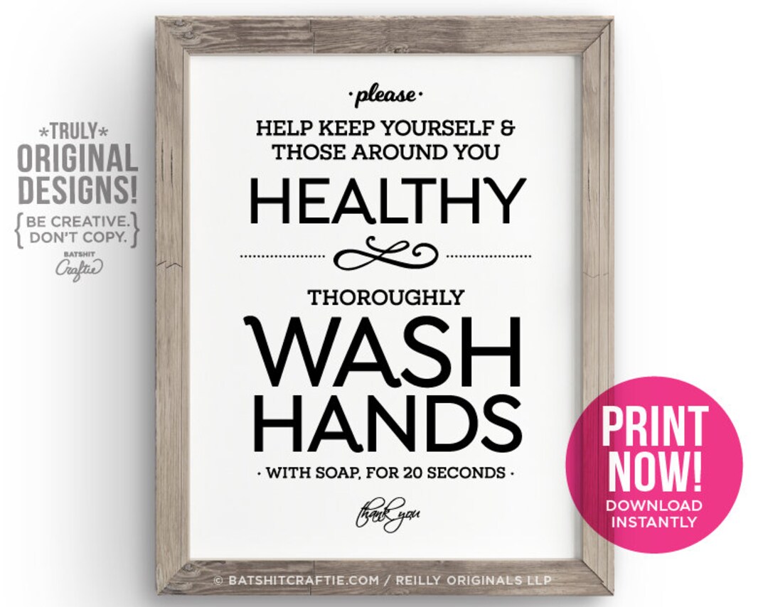 Thoroughly Wash Hands With Soap for 20 Seconds Sign Home Office ...
