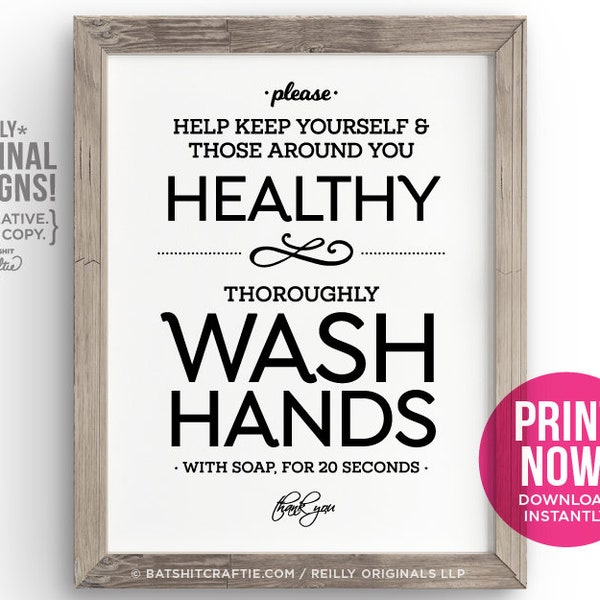 Thoroughly wash hands with soap for 20 seconds sign home office workplace restaurant bathroom compliance prevention important healthy smart