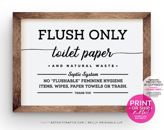 Bathroom Sign Septic System Only Flush Toilet Paper No Hopes Etsy Canada
