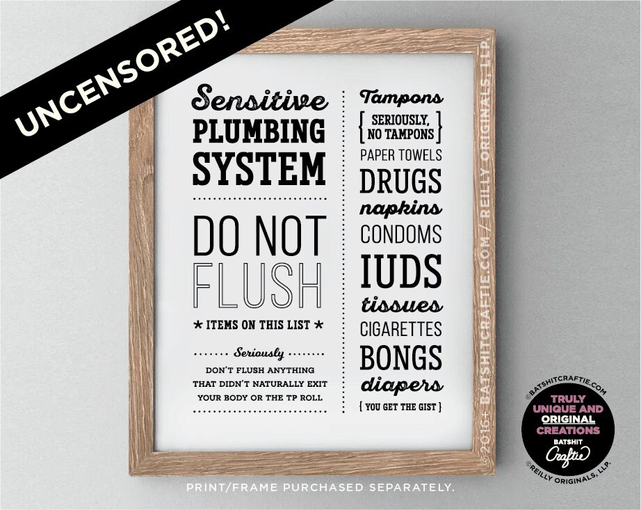 FUNNY Septic System Sign PRINTABLE Bathroom Sensitive Plumbing Etsy