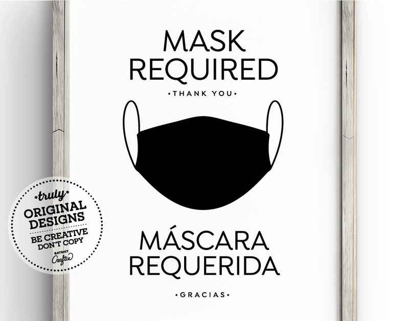 Simple Face Mask Required Máscara Requerida PRINTABLE SIGN - Etsy