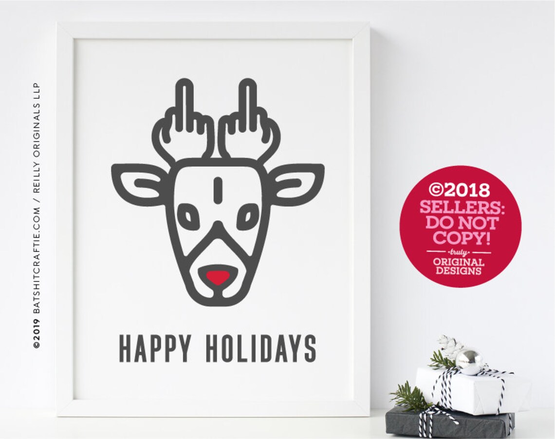 Funny PRINTABLE Christmas Decor Happy Holiday Quote Reindeer - Etsy
