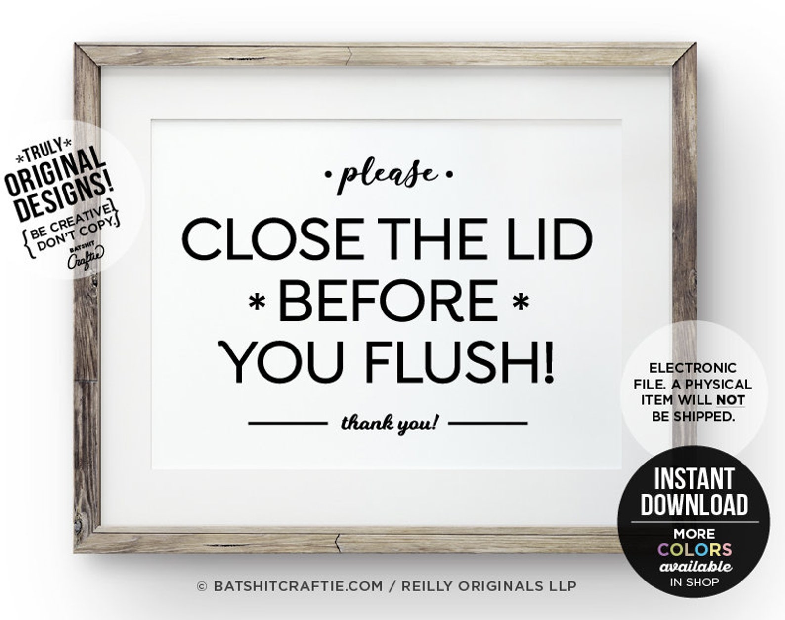 PRINTABLE Please Close Lid BEFORE you flush cute bathroom sign Etsy