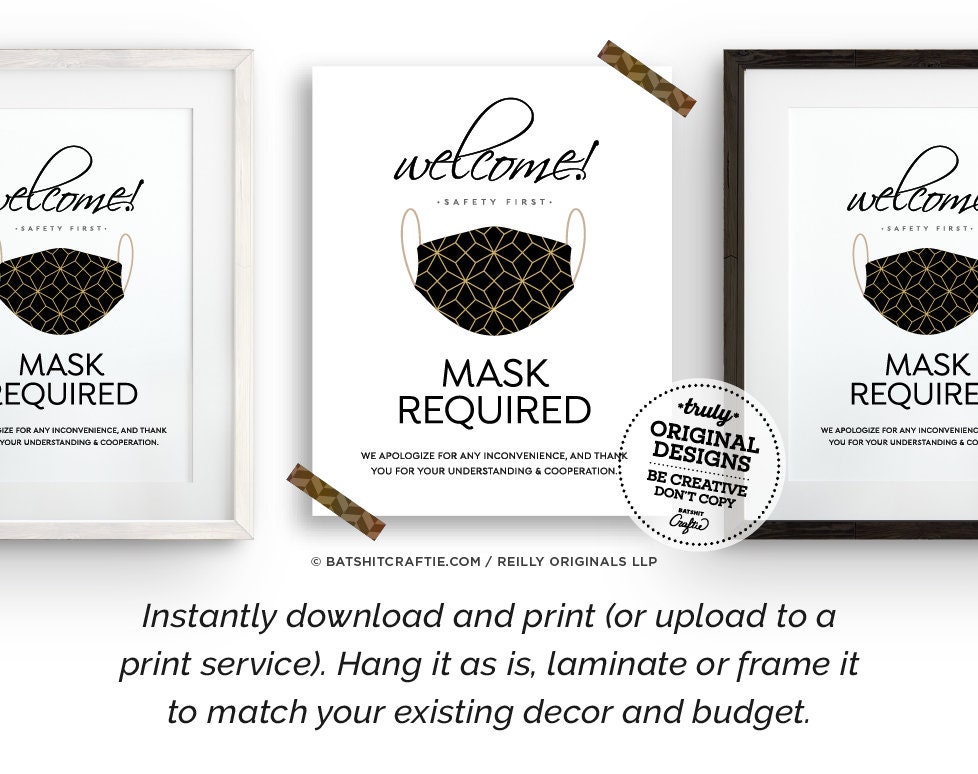 Mask Table Sign Mask Required PRINTABLE Sign ~ Office Workplace Restaurant Bathrooms ...