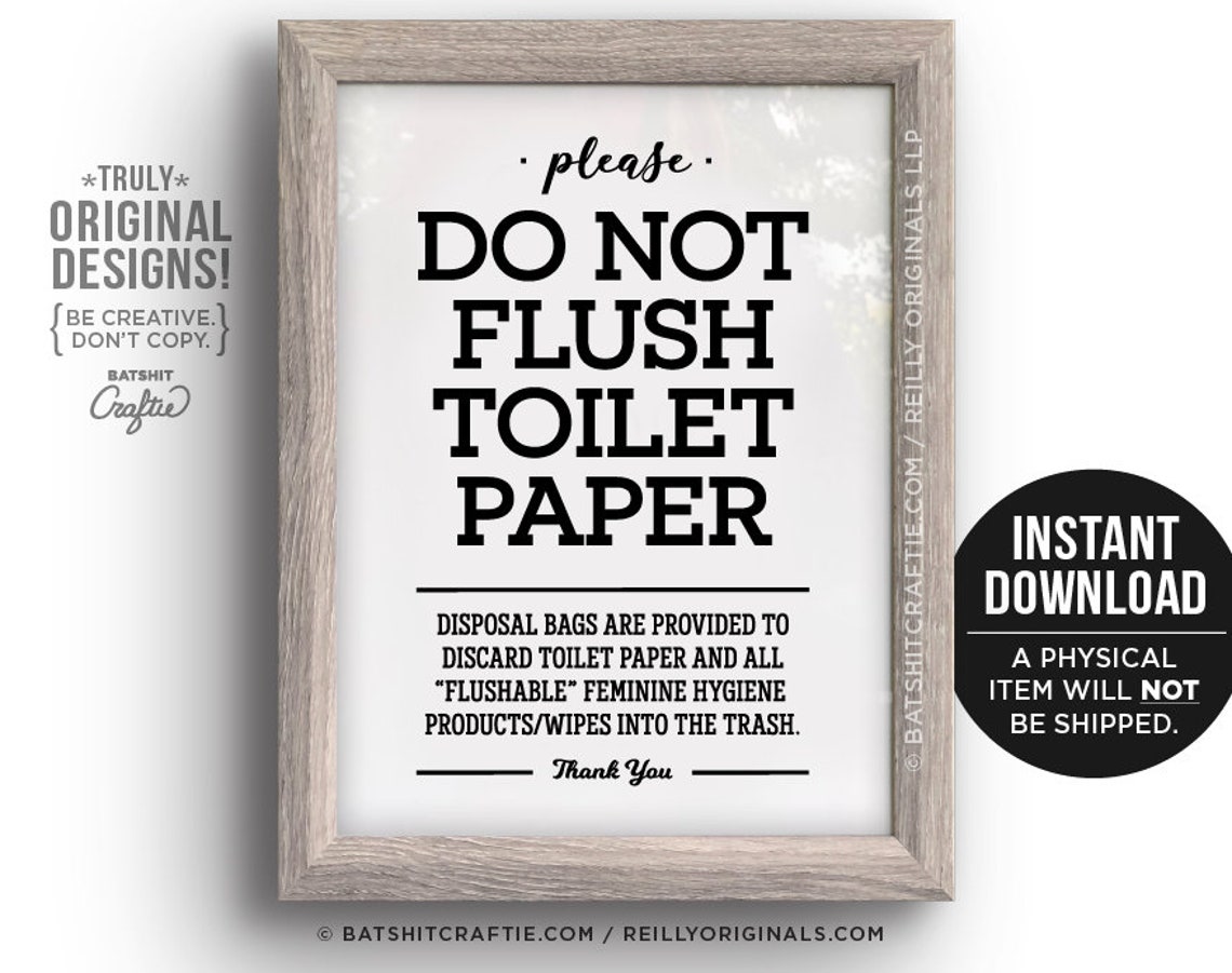 PRINTABLE Do not Flush Toilet Paper or Flushable Items Sign Etsy