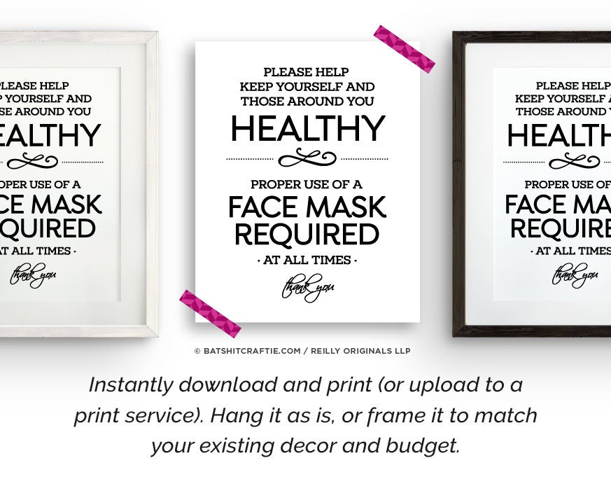 Face Mask Must Be Worn at All Times PRINTABLE SIGN Office - Etsy