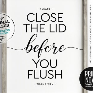 Close lid you flush printable bathroom sign