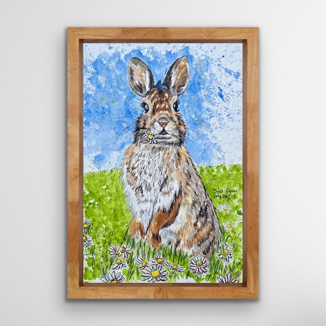 RABBIT ART PRINT, Nursery Animal Wall Art, Cute Animal Art, Baby Shower ...