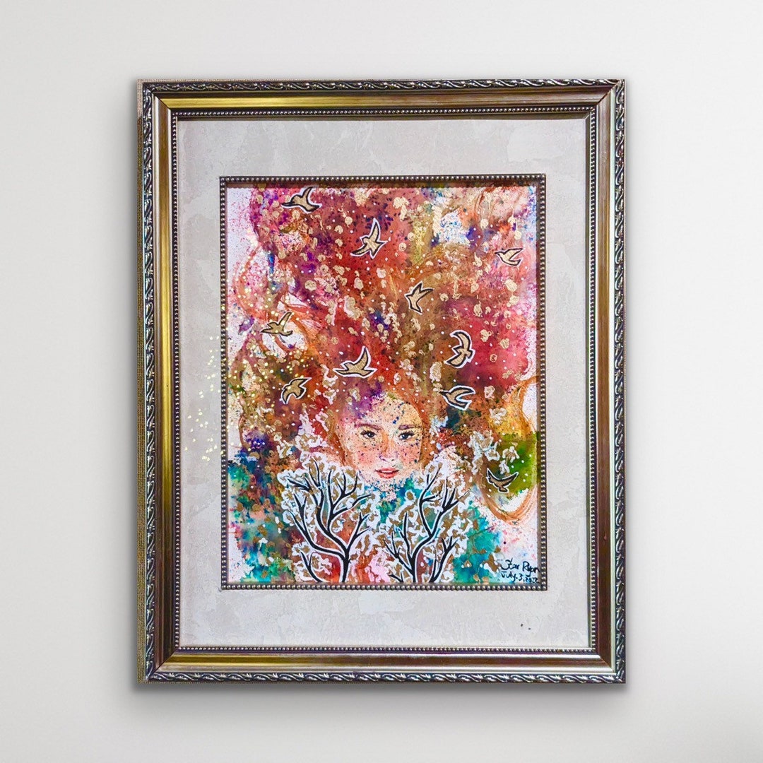 NATURE INSPIRED Wall ART, Boho Wall Art, Hippie Art Painting, Surreal Wall Art, Bird Gifts for