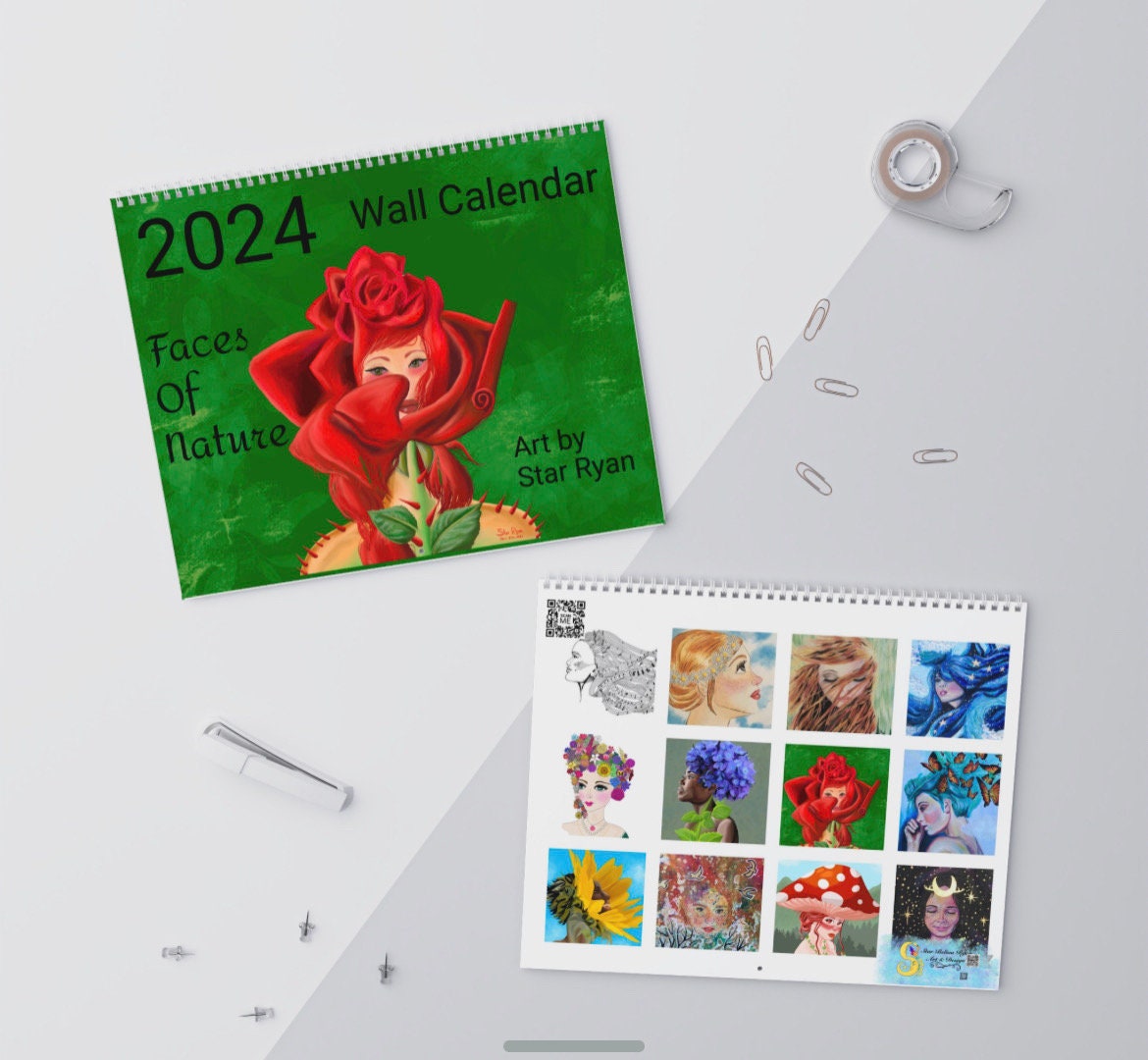NATURE WALL CALENDARS 2024, surreal art print, art wall calendar 2024
