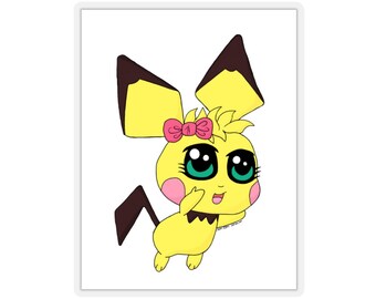 PICHU STICKER, Pikachu sticker, Pikachu art, Girls Pikachu, Gotta catch em all, pokeball sticker, Cute anime Stickers, Chibi Stickers,