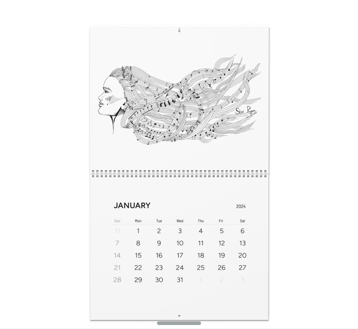 NATURE WALL CALENDARS 2024, surreal art print, art wall calendar 2024