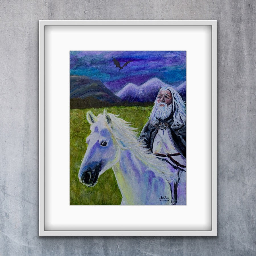 Gandalf arriving at Minas Tirith Gondor 2 - Handmade oil painting on canvas  on demand