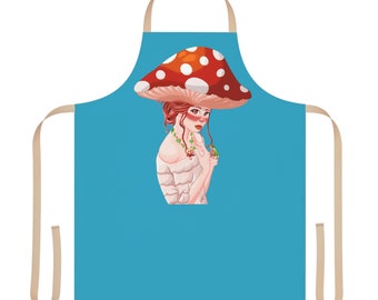 COTTAGE CORE APRON dress, Bohemian Accessories for Women, Cottage Core Kitchen, mushroom gifts for women, mushroom cottage core shirt