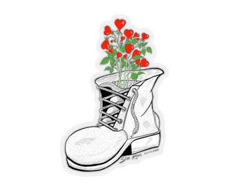 FLOWER STICKERS, Bouquet Stickers, Gardening Stickers, Flower lovers, memorial stickers, Army Stickers, Army boots Decal, Gardening Stickers