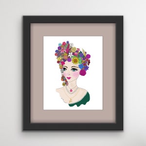SURREALE PORTRAITS mit BLUMEN, Geschenke für Blumenmädchen, Geschenke für Blumenliebhaber, Geschenke für Gärtnerinnen, Blumengarten Wandkunst, Blumenstrauß
