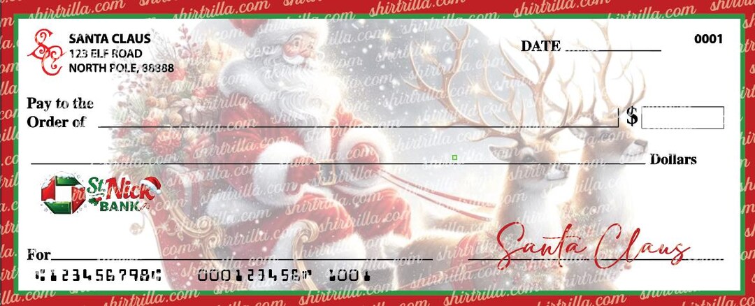 Faux Santa Claus Bank Check .JPG Download - Etsy