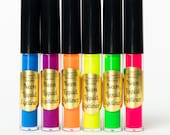 NEON LIQUID EYELINERS - Waterproof, Smudgeproof. Pink, Yellow, Orange, Green, Blue, Purple, Eyeliners, Neon Eye liner, Black light reactive