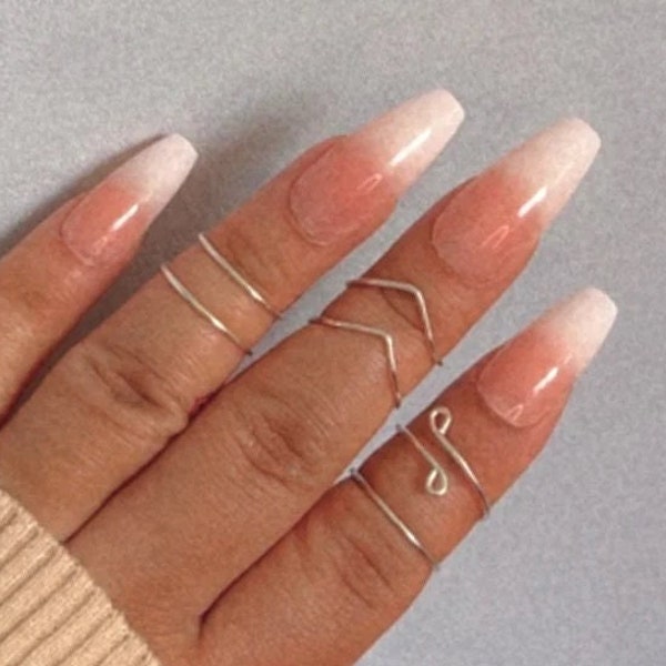Dainty Midi Knuckle Rings -  Set of 6 | Dainty | Non-Tarnish | High Quality | Stackable | Adjustable | Gold or Silver