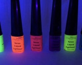 NEON LIQUID EYELINERS, Pink, Yellow, Blue, Orange, Green, Blue, Neon Eye liners, Pigment, Glow In The Dark, Makeup,Pigments liners,Eyeshadow