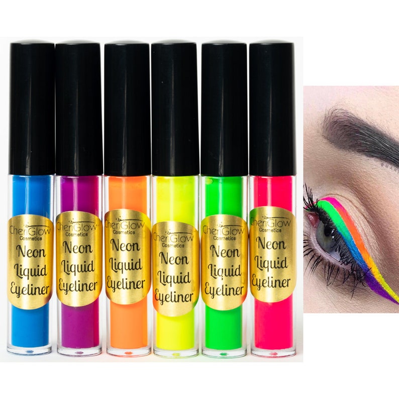 NEON LIQUID EYELINERS Waterproof Smudgeproof. Pink Yellow Etsy