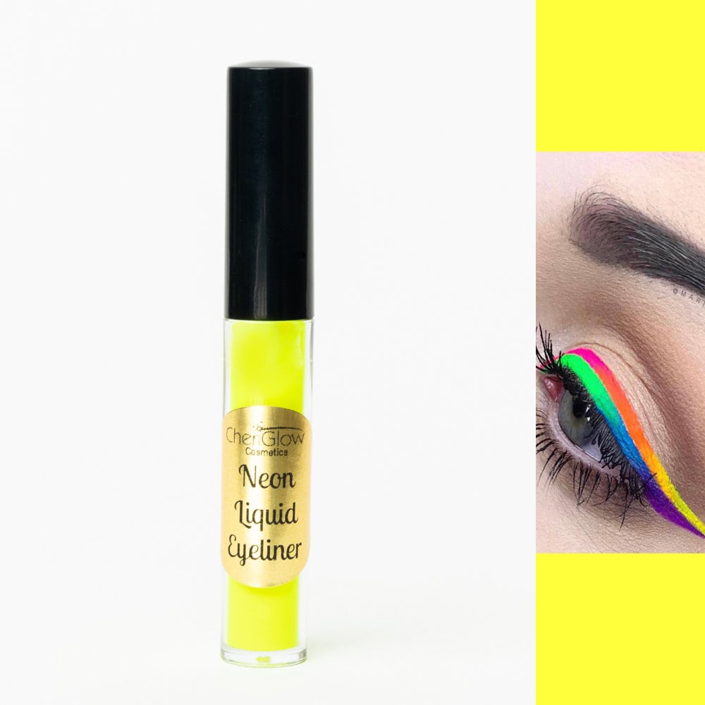 Neon Yellow Eyeliner - Water-proof, Smudge-proof, Long-lasting. Dries matte, pigmented, alcohol free, non-irritating. Black light reactive.