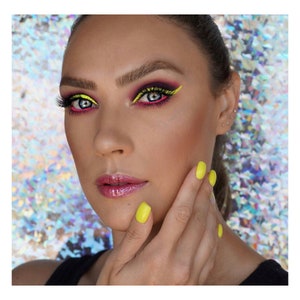 NEON LIQUID EYELINERS - Waterproof, Smudgeproof. Pink, Yellow, Orange, Green, Blue, Purple, Eyeliners, Neon Eye liner, Black light reac