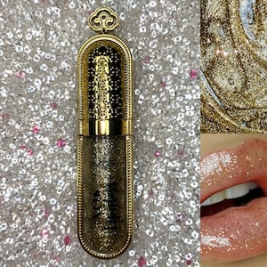 MILJOEN DOLLAR - Gold Glitter Lipgloss, Lipgloss, Lip Gloss, Gold Lipgloss, Glitter Gloss, Glossy Lips, Glitter Lip Gloss.