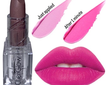 Satin Matte Color Changing Lipstick - Gray To Pink, Lip Stain, All Day, Weightless, Comfortable, Formula, Smooth, Hydrating.