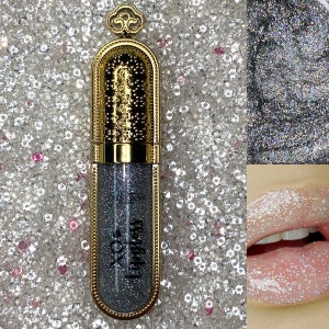 Bomb AF Pretty Bxtch Lipgloss, Holographic lipgloss, Holo lips, Glitter lips, Glitter Lipgloss, Glossy Lips, Non-sticky gloss,Silver glitter
