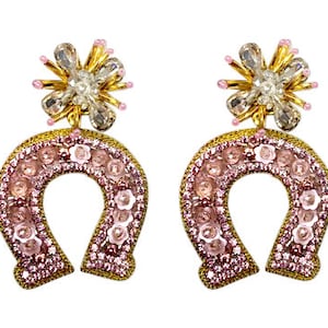 Derby Horseshoe with Roses Earrings, Kentucky Derby Earrings, Horseshoe Earrings, Roses Earrings