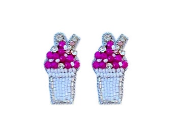 Schneeball Ohrstecker, Louisiana Schneeball, rosa Schneeball, Louisiana Ohrringe, rosa Schneeball Ohrringe