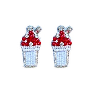 Snowball Stud Earrings, Louisiana Snowball, Red Snowball, Louisiana Earrings, Red Snowball Earrings