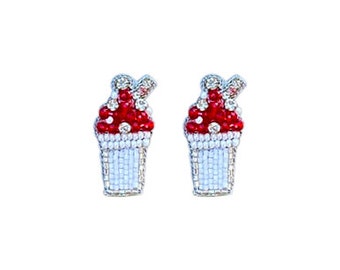 Schneeball Ohrstecker, Louisiana Schneeball, roter Schneeball, Louisiana Ohrringe, rote Schneeball Ohrringe