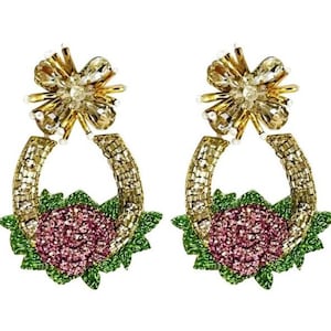 Derby Horseshoe with Flowers, Derby Earrings, Derby Flowers with Horseshoe