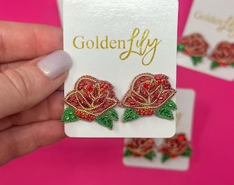 Derby Roses Stud Earrings, Kentucky Derby Rose Earrings