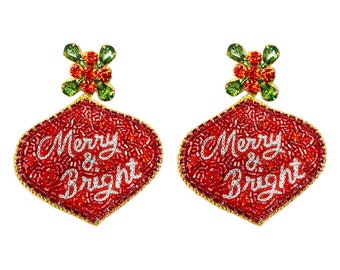 Merry and Bright Earrings, Holiday Earrings, Christmas Earrings